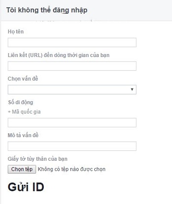 Tiến hành nhập thông tin cá nhân để lấy lại tài khoản Facebook